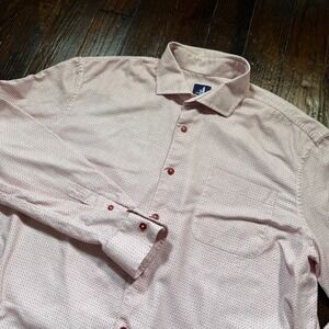 Johnnie O Shirt Mens XL Red Geometric Floral Button Down Long Sleeve EUC